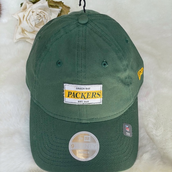NWT GREEN BAY PACKERS OFFICIAL NFL HAT GREEN logo’s Green gold &white Adjustable - Picture 1 of 6